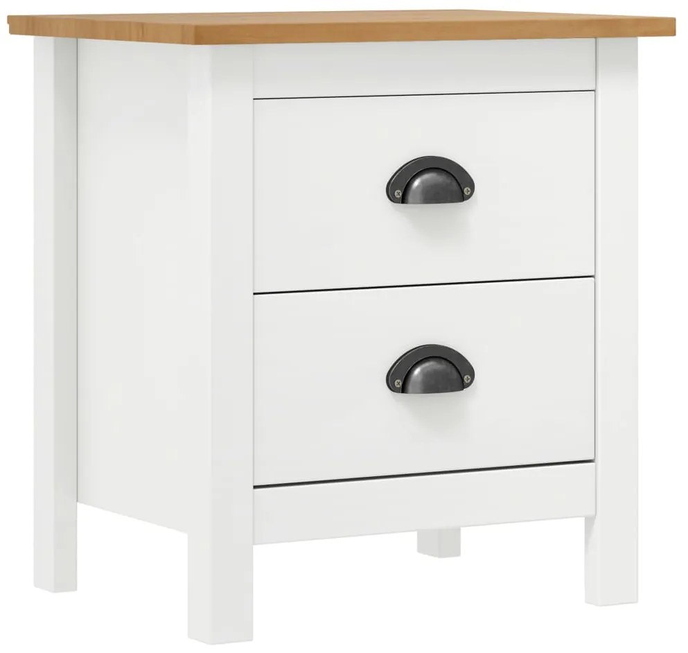 Mesas cabeceira Hill 2 pcs 46x35x49,5cm pinho branco