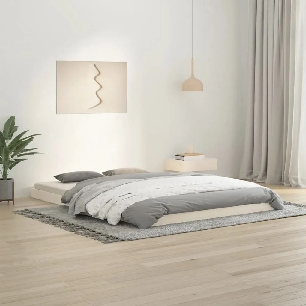 823445 vidaXL Estrutura de cama 140x200 cm madeira de pinho maciça branco