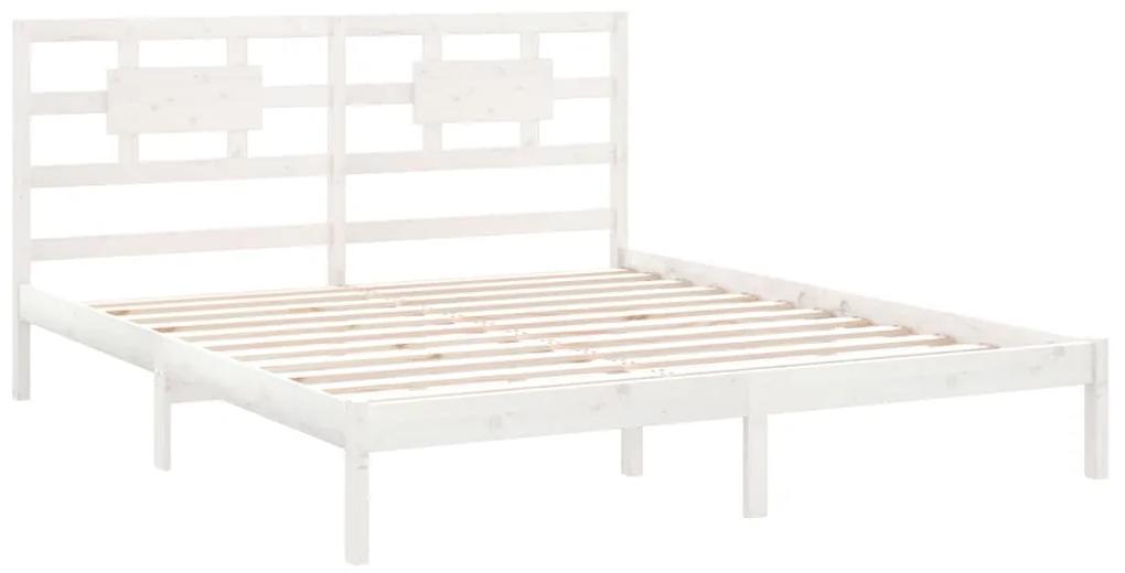 Estrutura de cama super king 180x200 cm madeira maciça branco