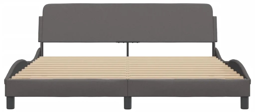 Estrutura cama c/ cabeceira 180x200cm couro artificial cinzento