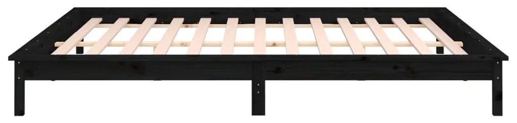 Estrutura cama c/ LED pequena casal 120x190 cm pinho preto