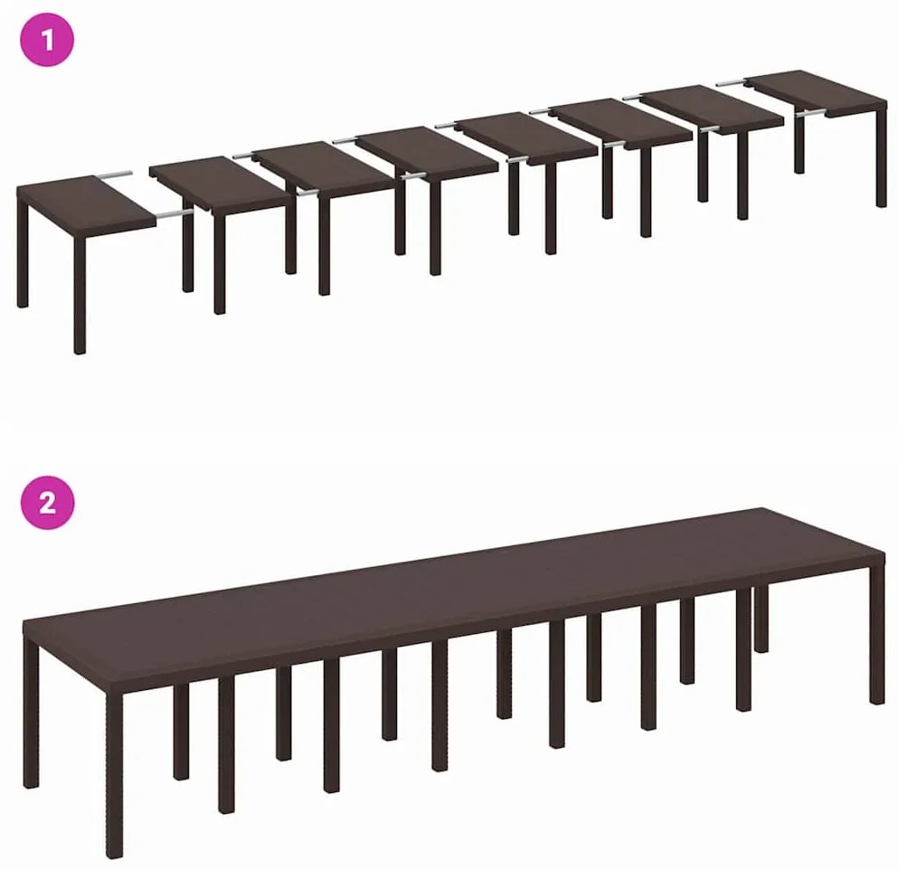 Conjunto de Jantar de Jardim 17 pcs Castanho Para 16 Pessoas