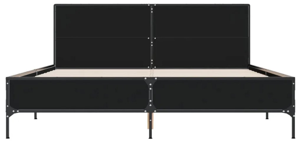 Estrutura de cama 160x200 cm derivados de madeira/metal preto