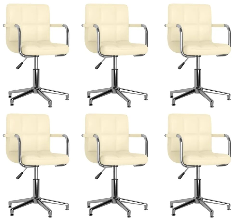 vidaXL Cadeiras de jantar giratórias 6 pcs couro artificial cor creme