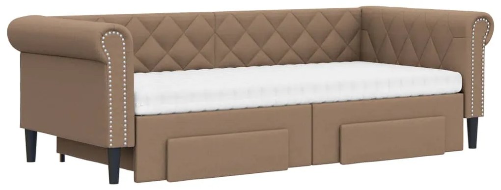 Sofá-cama c/ gavetão e gavetas 90x200 cm couro art. cappuccino