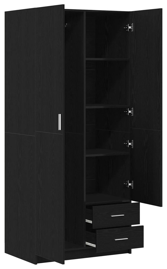 Guarda-roupa vidaXL Preto Carvalho 80x52x180 cm Madeira de engenharia