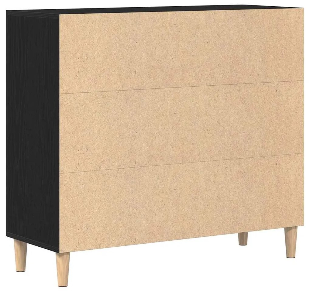 Aparador vidaXL Preto Carvalho 90x34x80 cm Madeira de Engenharia
