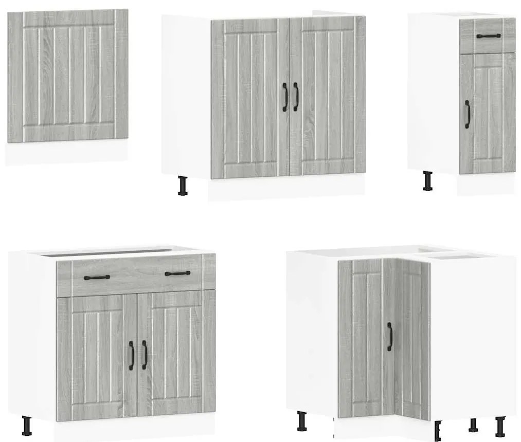 11 peças armário de cozinha conjunto Lucca cinza sonoma