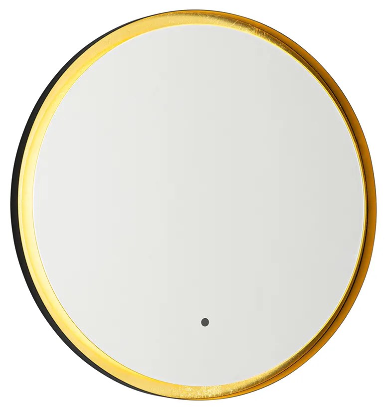 Espelho de casa de banho preto com dourado incl. LED e dimmer tátil - Pim Moderno