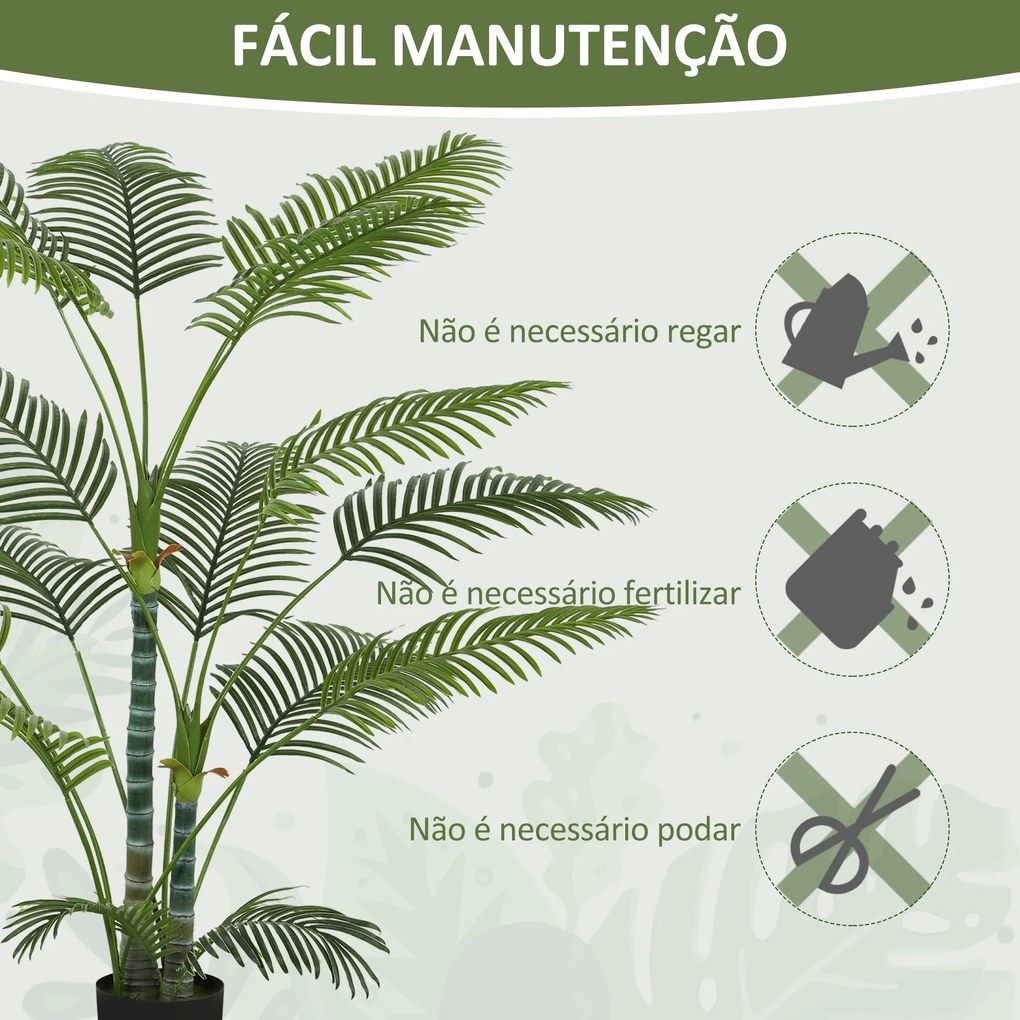 Planta Artificial Decorativa 170 cm Palmeira Artificial com Vaso e Folhas para Interior Casa Sala Escritório Verde