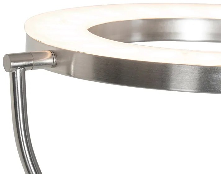 Candeeiro de pé moderno em aço com braço de leitura, incluindo LED e dimmer - Divo Moderno