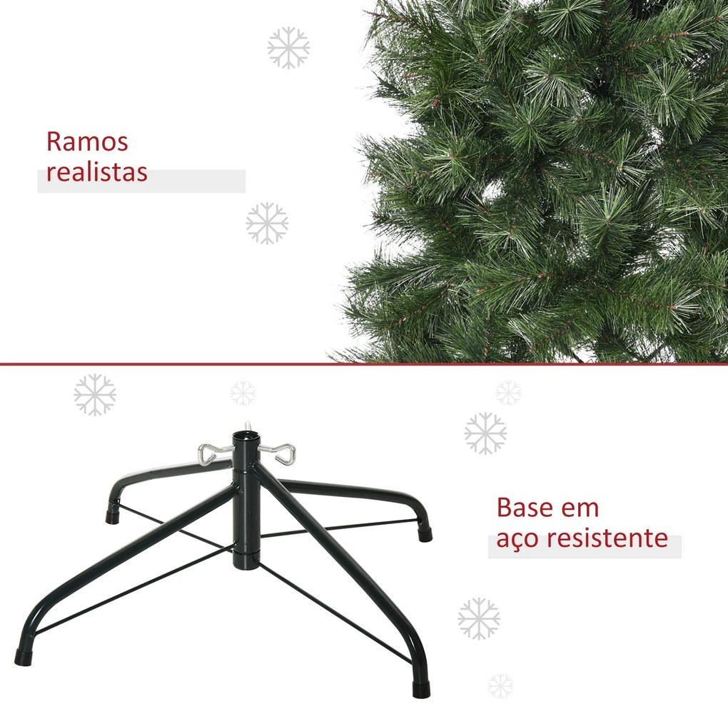 HOMCOM Árvore de Natal Artificial 180cm Ignífugo com 493 Ramos Folhas