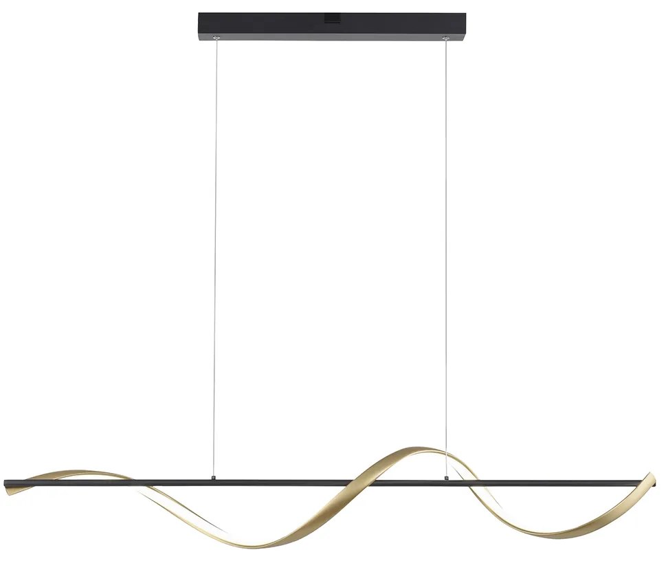 Candeeiro suspenso inteligente cinzento escuro com dourado incluindo LED regulável em Kelvin - Marianne Moderno