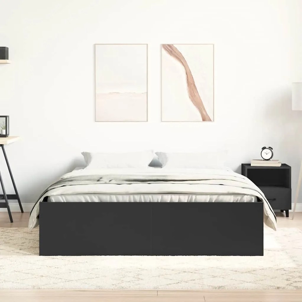Estrutura de cama de casal 135x190 cm preto