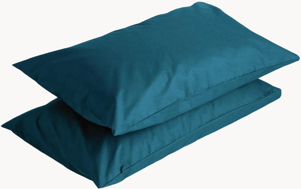 Fronhas em percal de algodão Petrol Blue, conjunto de 2