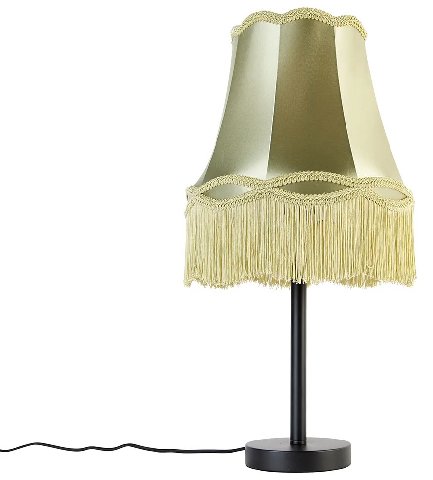 Candeeiro de mesa clássico preto com cúpula avó verde 30 cm - Simplo Clássico / Antigo