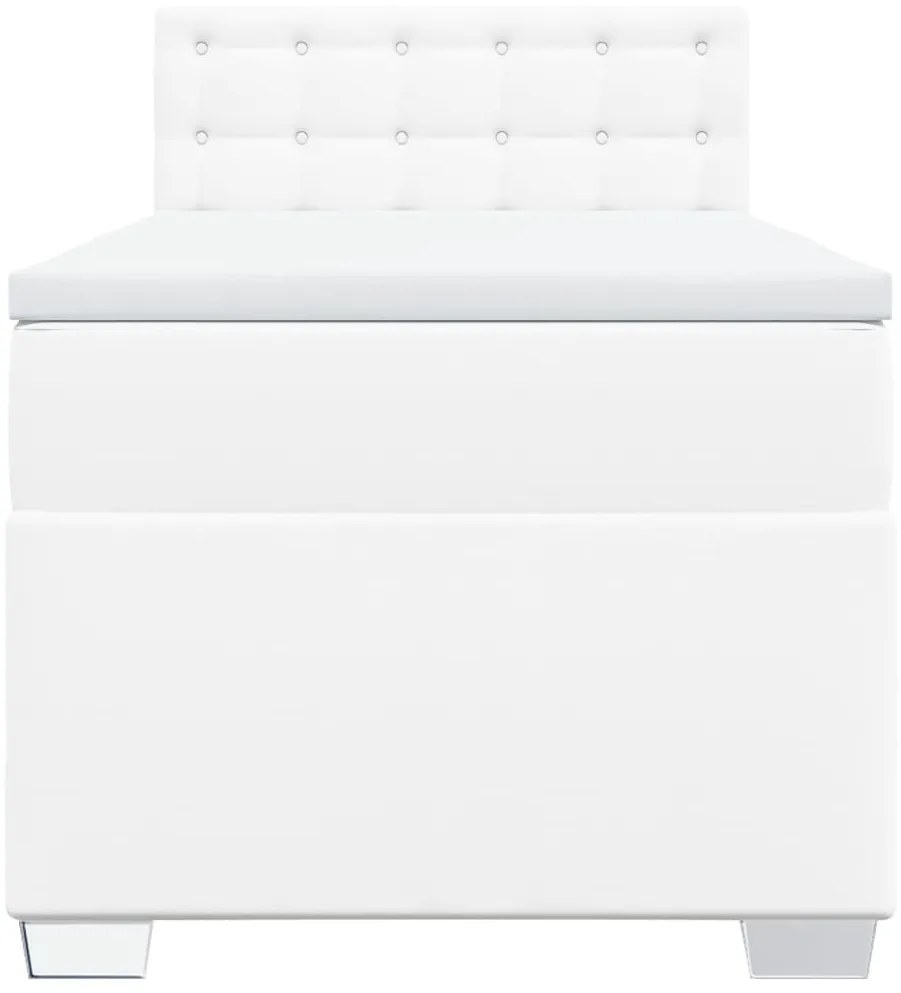 Cama com molas/colchão 90x190 cm couro artificial branco