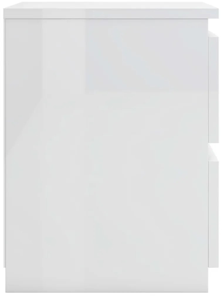 Mesas de cabeceira 2 pcs 30x30x40 cm contrapl. branco brilhante
