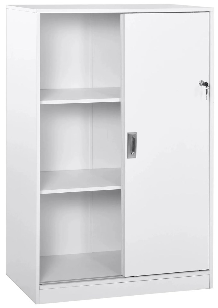 HOMCOM Armário de escritório com 2 portas deslizantes e 3 prateleiras 80x40x120 cm Branco