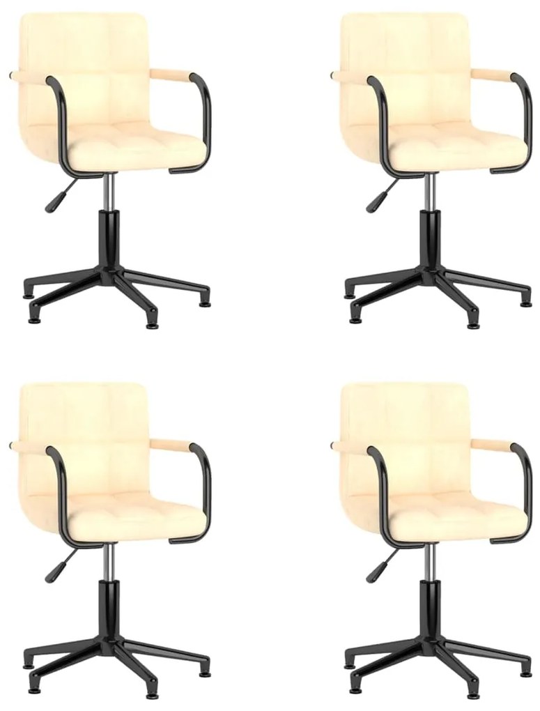 vidaXL Cadeiras de jantar giratórias 4 pcs veludo cor creme