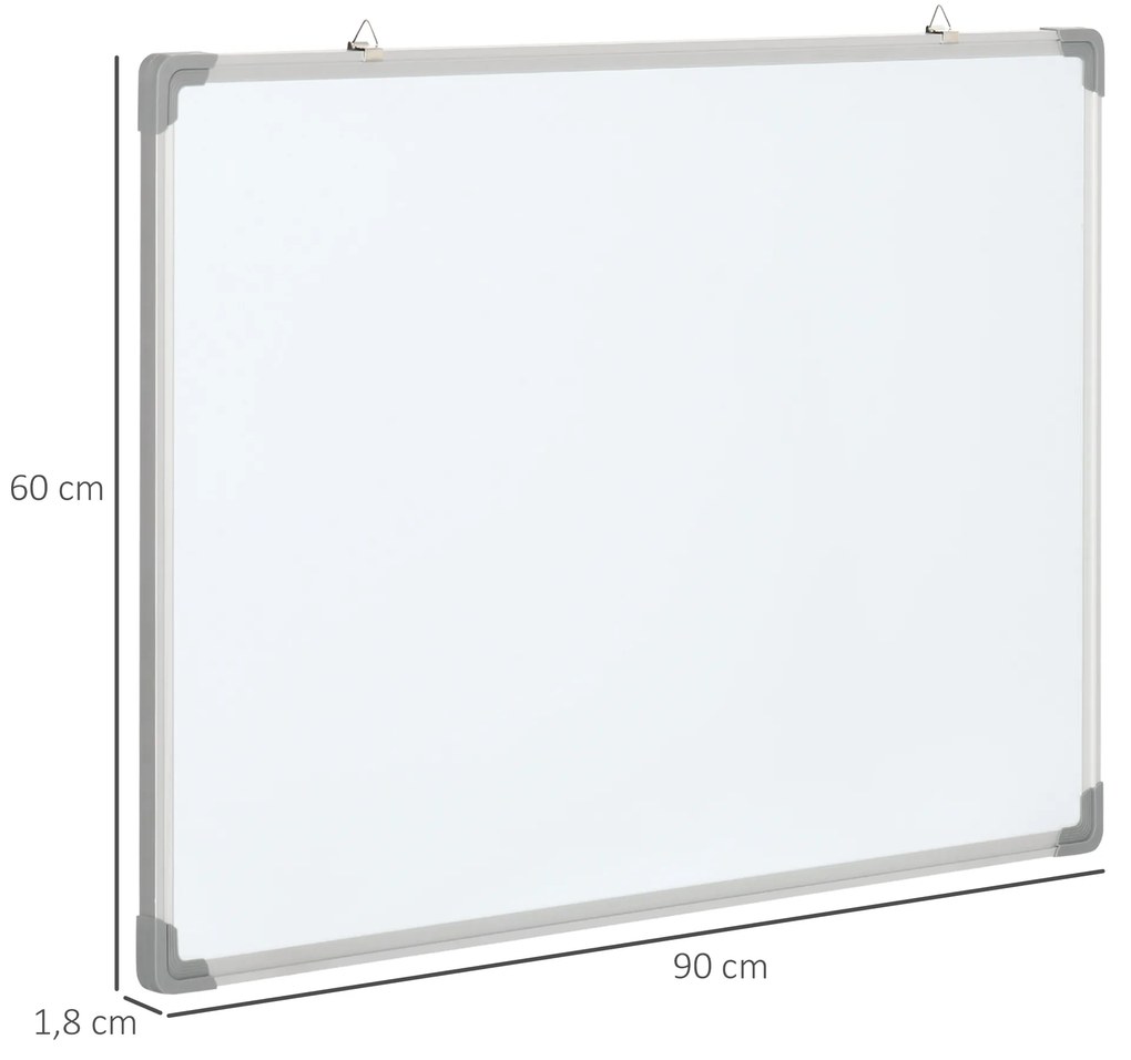 Quadro Magnético com Estrutura de Liga de Alumínio 90x60 cm Apagador 4 Marcadores e 10 Ímás para Escritório Casa Branco