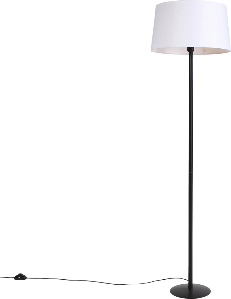 Candeeiro de pé preto com abajur de linho branco 45 cm - Simplo