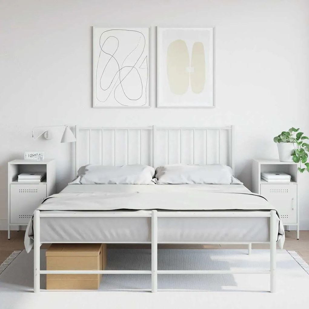 vidaXL Mesas de cabeceira 2 pcs 36x39x68 cm aço branco