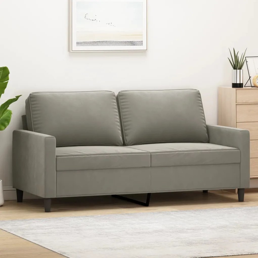 vidaXL Sofá de 2 lugares 140 cm veludo cinza-claro