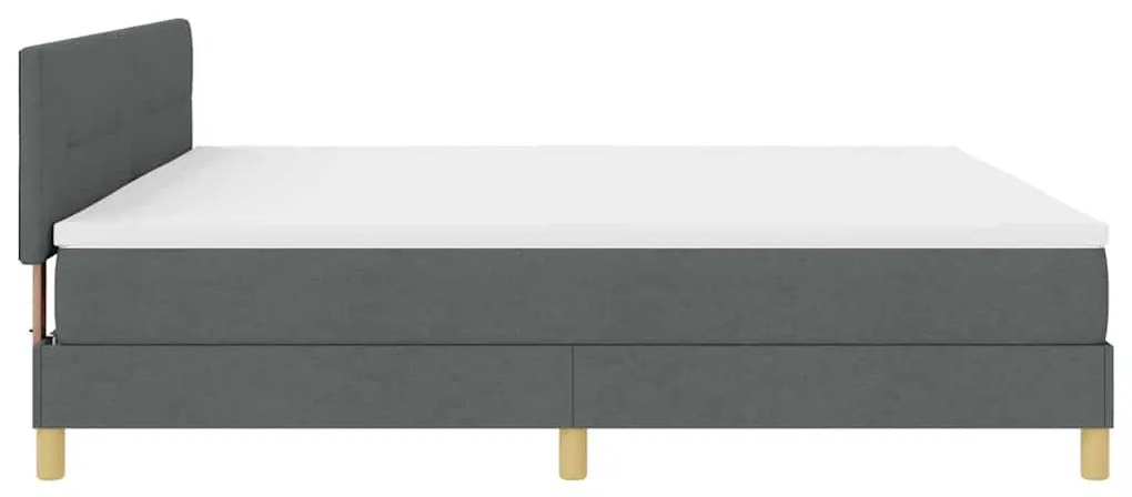 Cama Box Spring com Colchão &amp; Luz LED Cinza Escuro 200x200 cm Tecido