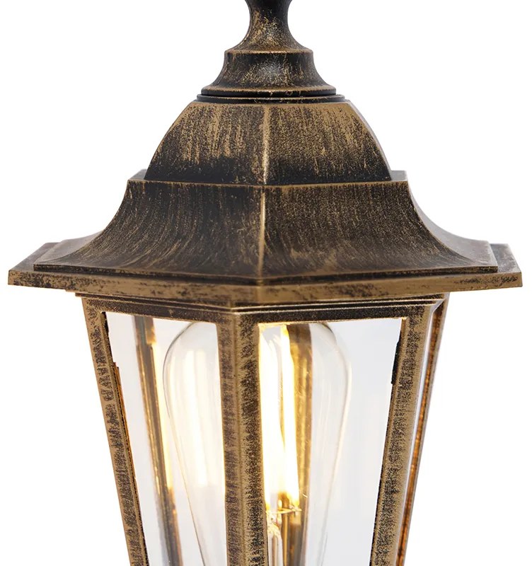 Candeeiro de parede exterior clássico dourado antigo com sensor de movimento - New Haven