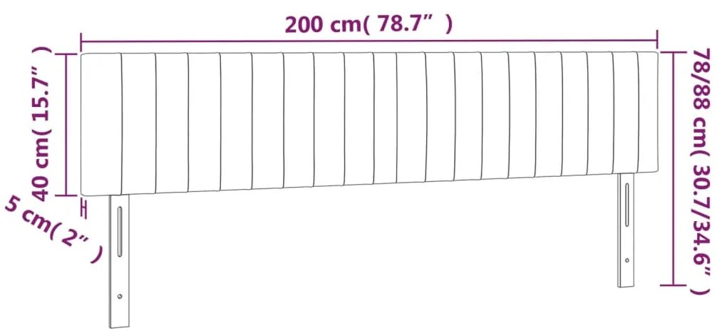 Cabeceira de cama c/luzes LED veludo 200x5x78/88cm cinza-escuro