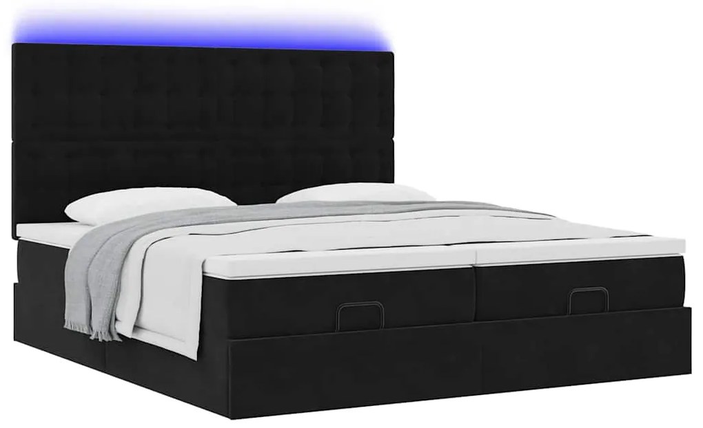 Estrutura de cama otomana com colchões 160x200 cm veludo preto