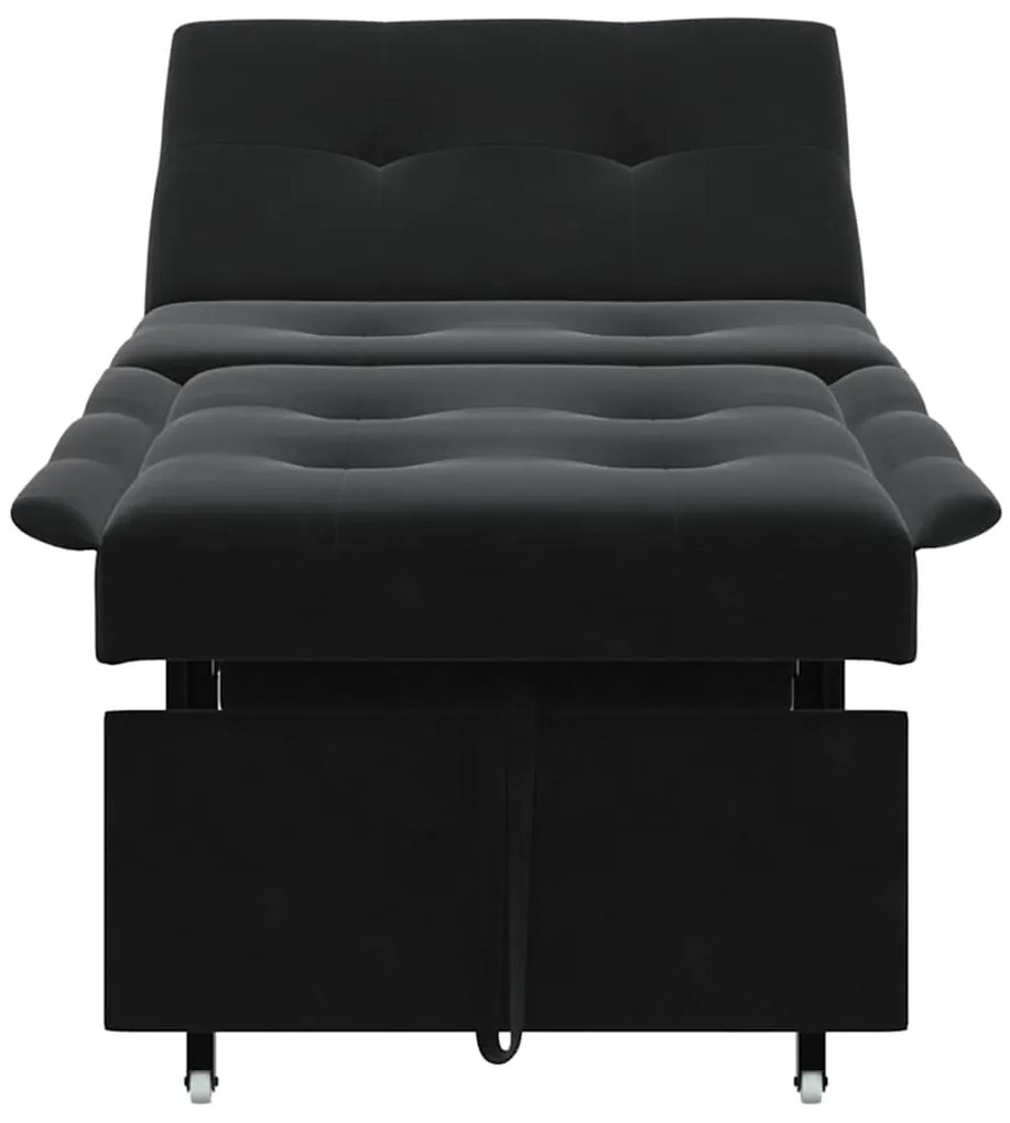 Sofá Cama 3 em 1 Retrátil Veludo Preto