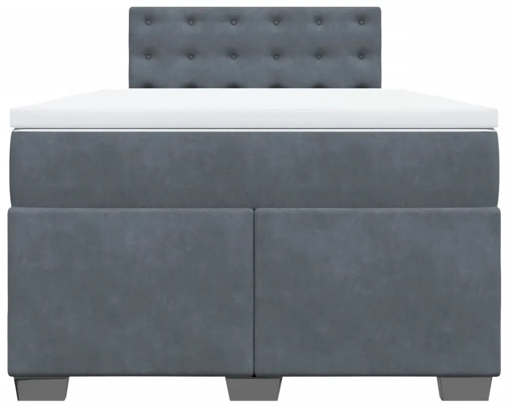 Cama boxspring com colchão 120x190 cm veludo cinzento-escuro
