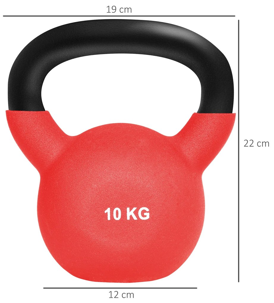 HOMCOM Kettlebell de 10kg de Ferro Fundido Haltere Kettlebell com Reve