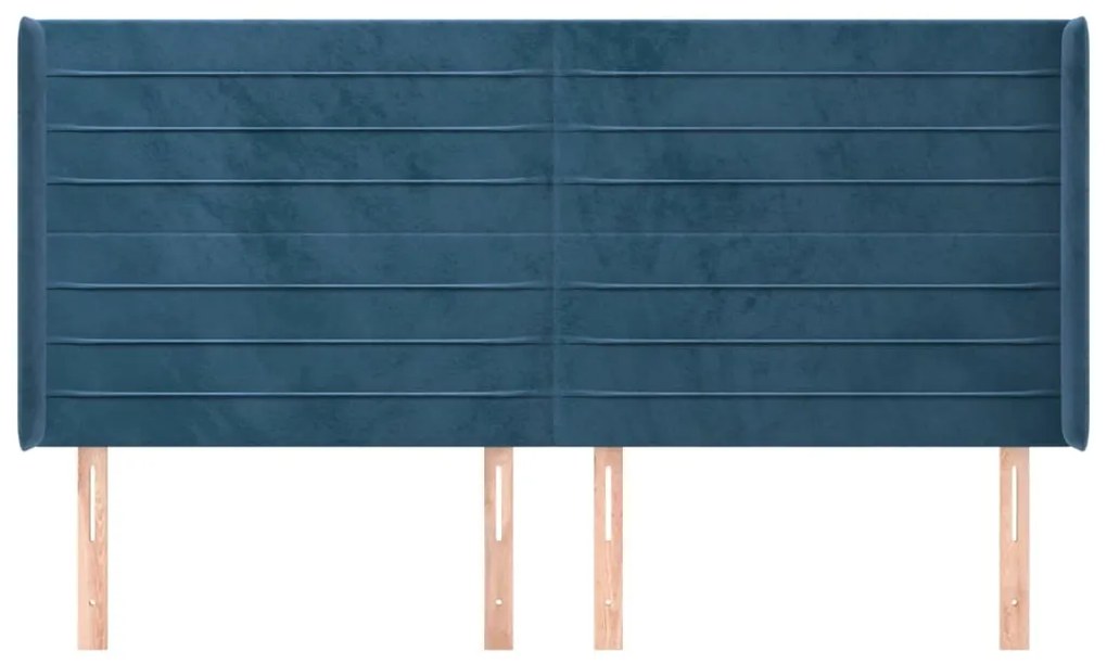 Cabeceira cama c/ abas veludo 203x16x118/128 cm azul-escuro