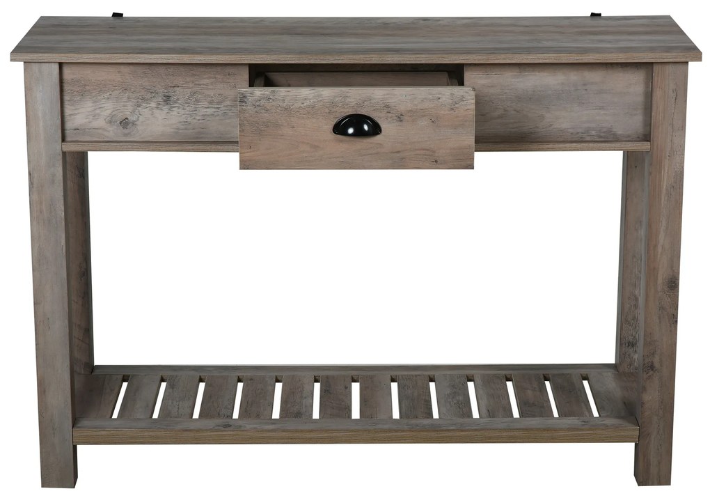 HOMCOM Mesa de console estilo colonial com prateleira inferior espaçosa 120x39x81 de gaveta Cinza