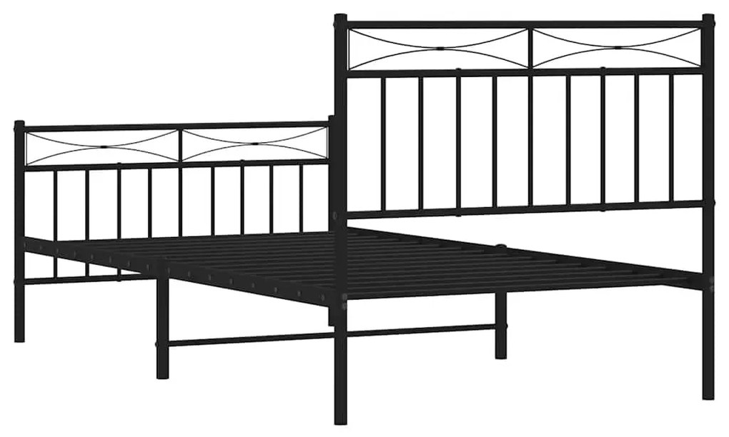 Estrutura de cama com cabeceira e pés 100x190 cm metal preto