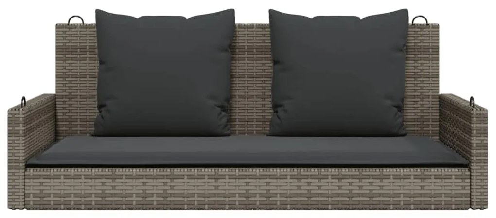Banco baloiço com almofadões 119x56x48 cm vime PE cinzento