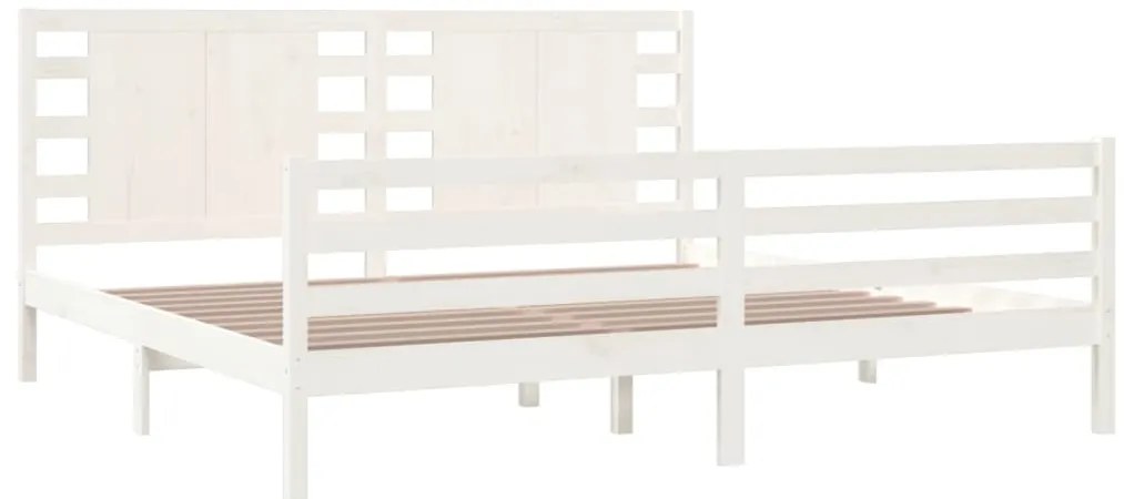 Cama sem colchão 200x200 cm madeira de pinho maciça branco