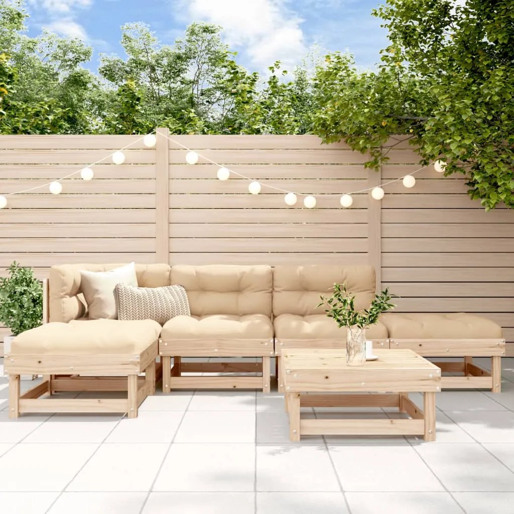vidaXL 6 pcs conjunto lounge de jardim pinho maciço