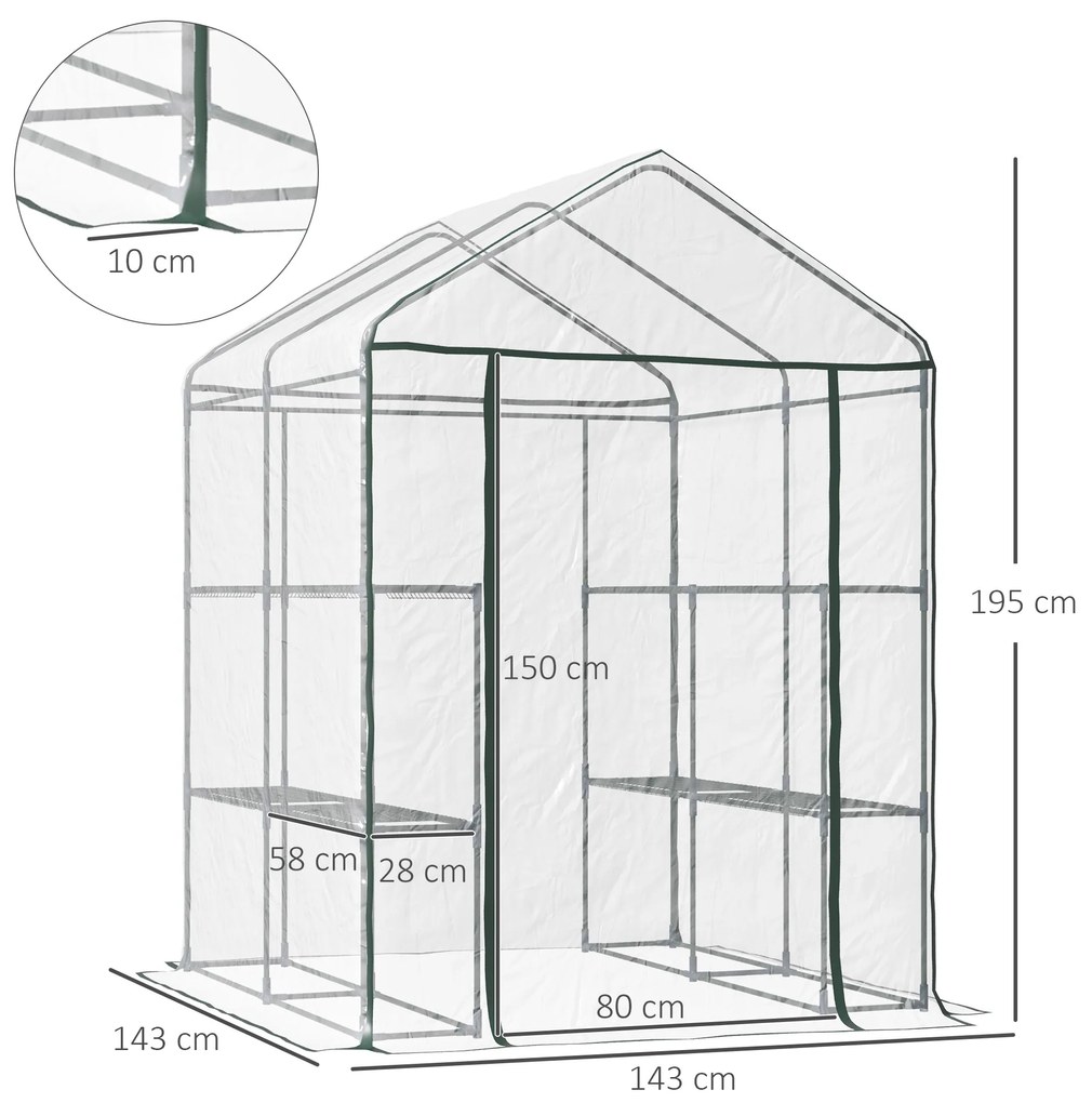 Outsunny Estufa Transparente de Jardim Estufa de Plantas de 3 Níveis c