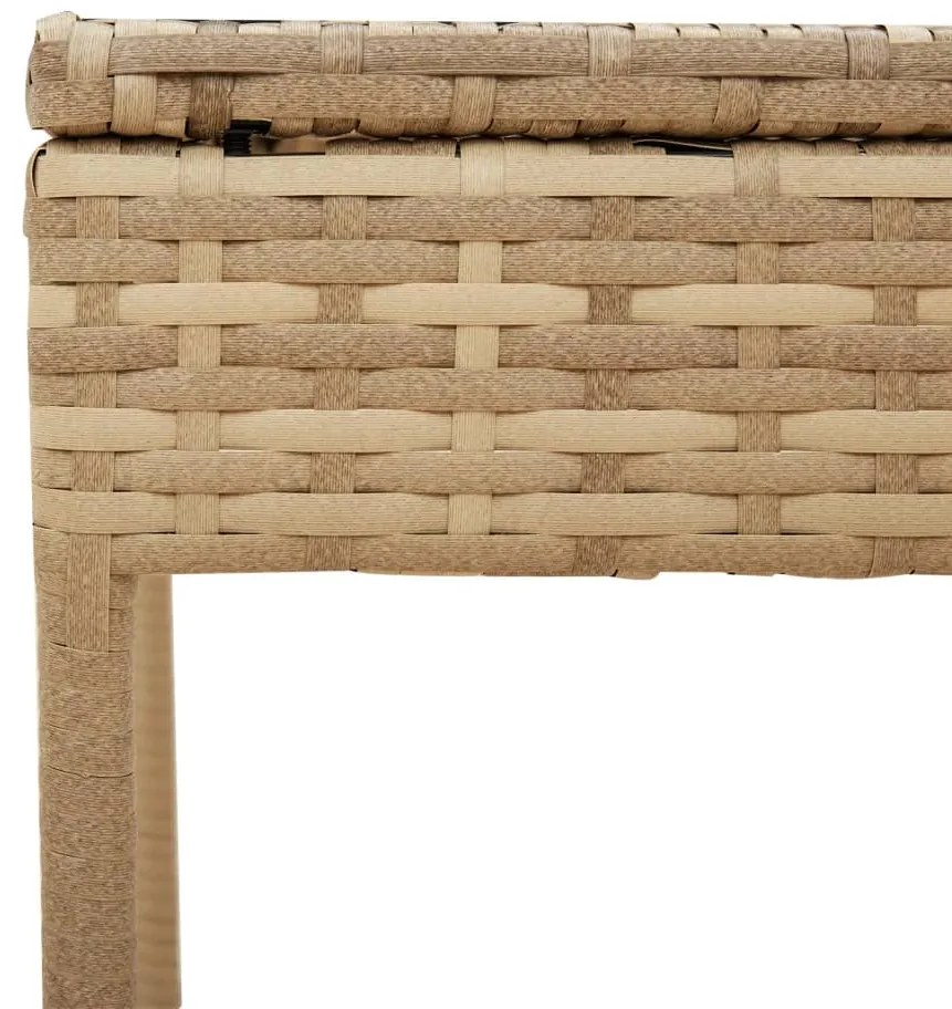Espreguiçadeiras com toldos e mesa 2 pcs vime PE bege