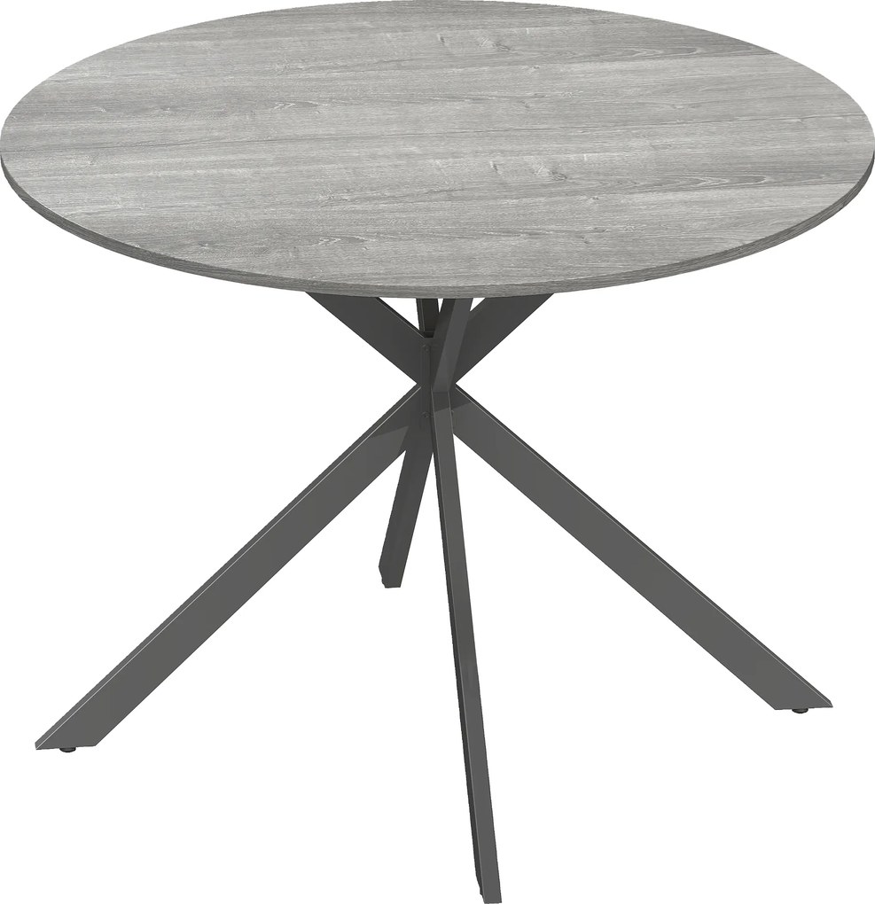 HOMCOM Mesa de jantar redonda para 4 pessoas, mesa de cozinha estilo industrial com pernas de aço, para sala de jantar, cozinha, Cinza | Aosom Portugal