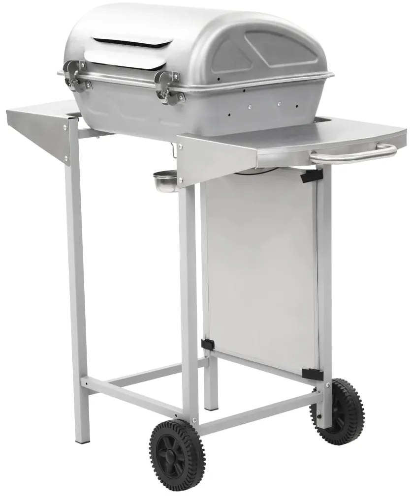 Grelhador a gás com 2 zonas de cozinhar aço inoxidável prateado