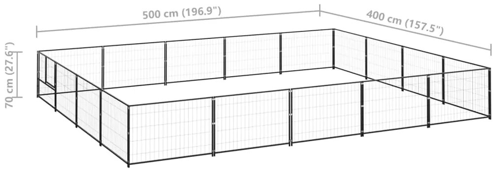 Canil para cães 20 m² aço preto
