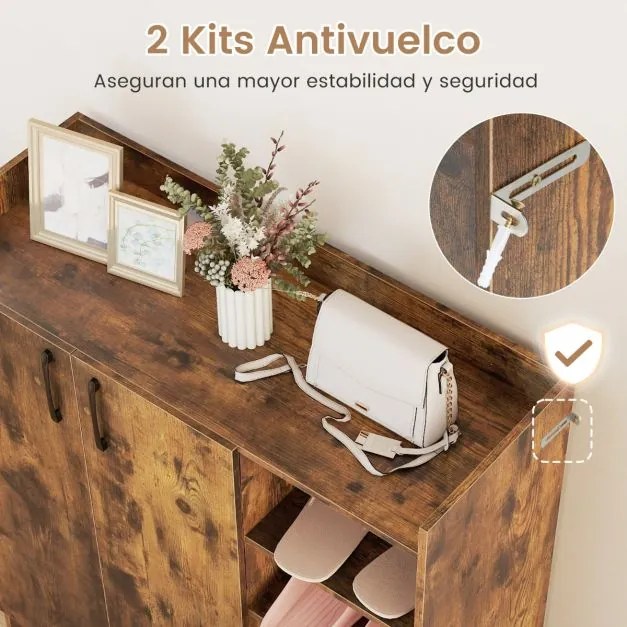 Sapateira 83 x 31,5 x 91 cm para guardar sapatos com prateleiras ajustáveis em 3 posições Castanho
