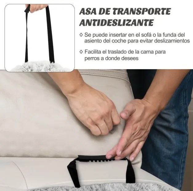 Cama de pelo antiderrapante para cães com cobertura amovível Coleira almofadada macia lavável - branco - M