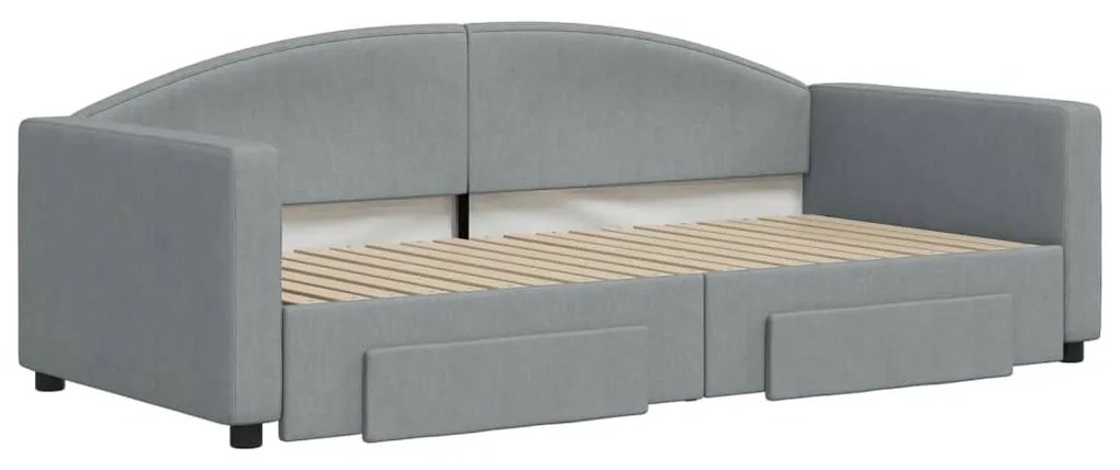 Sofá-cama c/ gavetão e gavetas 90x190 cm tecido cinzento-claro