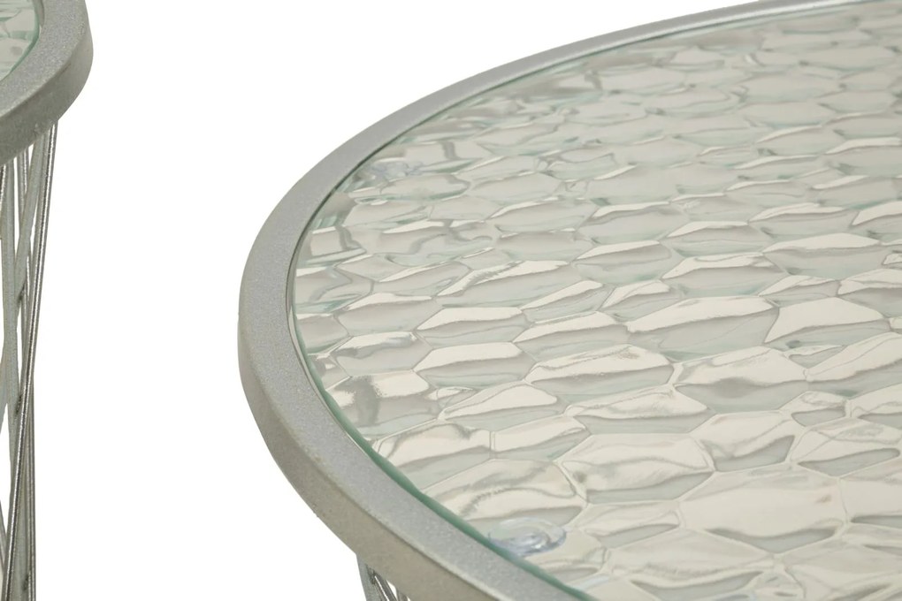 CONJUNTO 4 MESAS NOAH PRATA Ø 70X45-47X54,5-36x50-28x45 CM